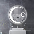 Led Light and Magnifier Function Warehouse Farmhouse Workshop Frameless Bathroom Led Touch Smart Wall Decor Round Mirrors